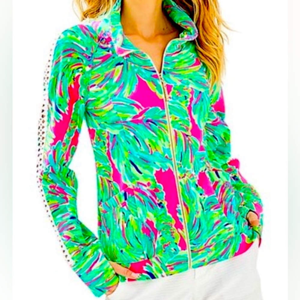 Lilly athletic Brigantine zip up in Raz Berry lace detail